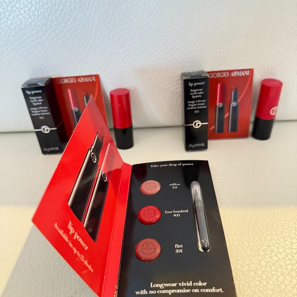 GIORGIA ARMANI LIP POWER LONGWEAR VIVID COLOR LIP STICK 2 X 405 MORE